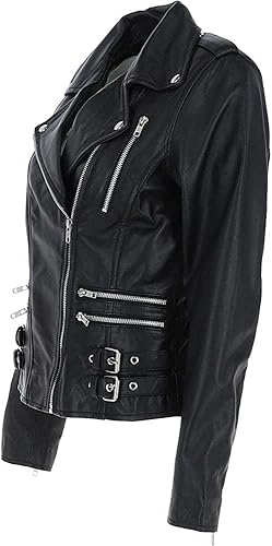 The Rebel Icon | Women's Genuine Sheepskin Biker Jacket - Cherry Red