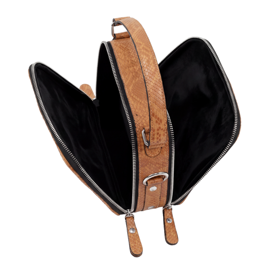 Premium Sienna Snakeskin Cube Crossbody