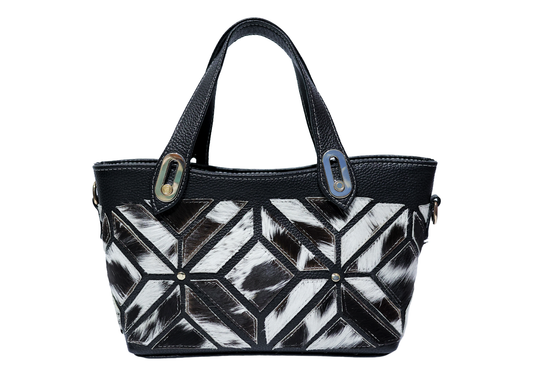 Heritage Tri-Color Cowhide Satchel – Premium Mahogany & Speckled Leather Handbag