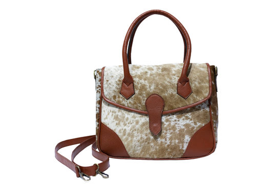 Artisan Cowhide & Pebbled Leather Satchel – The Signature Cowhide Handbag
