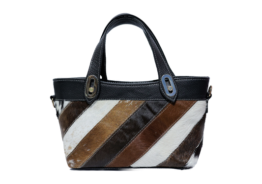 Heritage Tri-Color Cowhide Satchel – Premium Mahogany & Speckled Leather Handbag