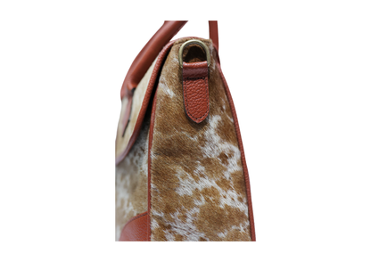 Artisan Cowhide & Pebbled Leather Satchel – The Signature Cowhide Handbag