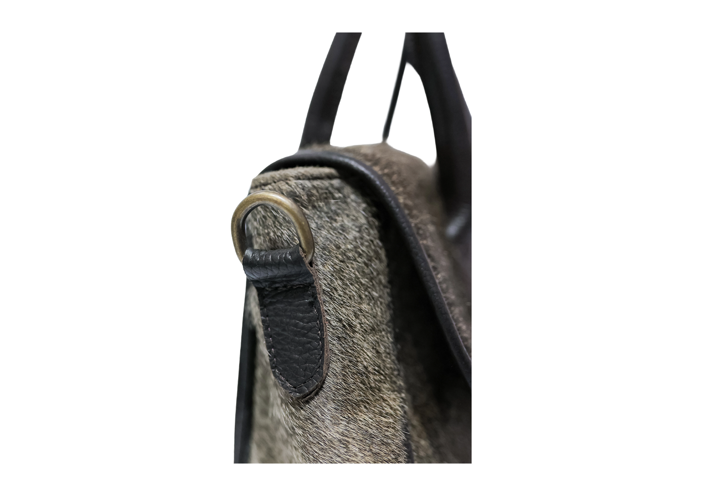 Midnight Noir Cowhide Satchel – Handcrafted Grey & Black Leather Luxury Bag