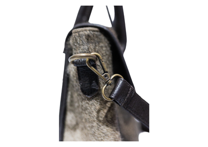 Midnight Noir Cowhide Satchel – Handcrafted Grey & Black Leather Luxury Bag