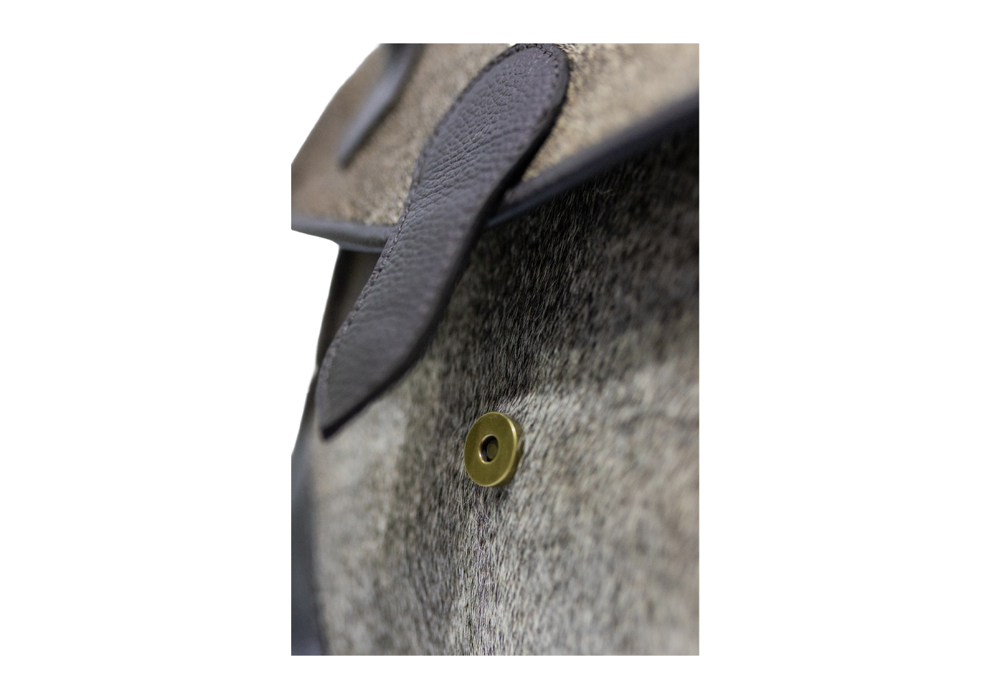 Midnight Noir Cowhide Satchel – Handcrafted Grey & Black Leather Luxury Bag