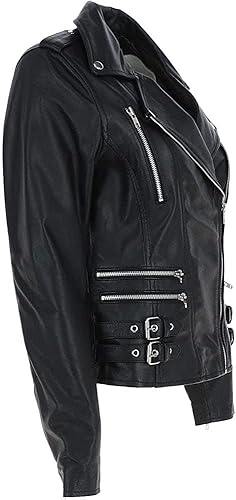 The Rebel Icon | Women's Genuine Sheepskin Biker Jacket - Cherry Red