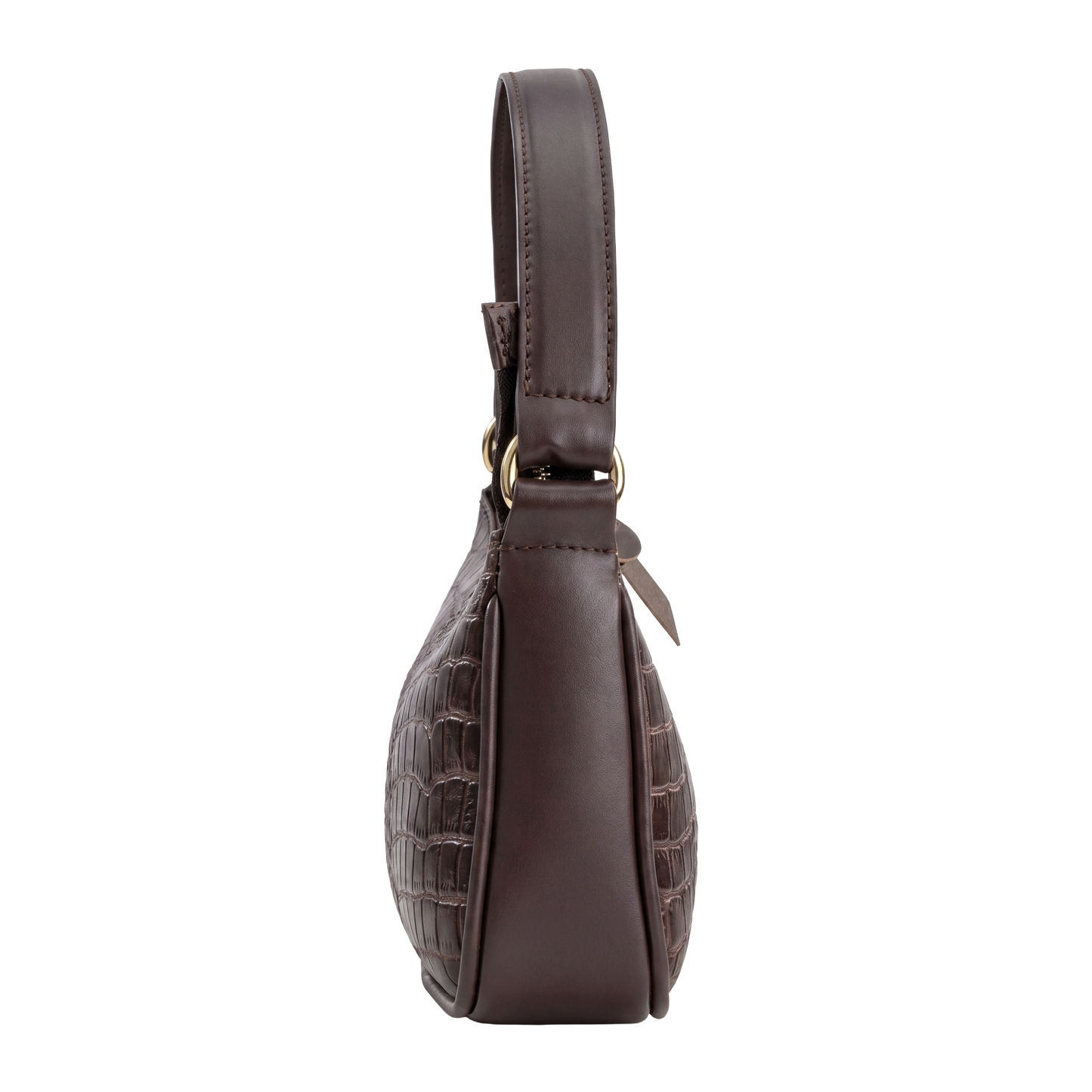 Mocha Croc-Embossed Baguette Bag