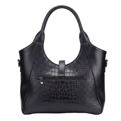Midnight Onyx Croc-Embossed Heritage Tote