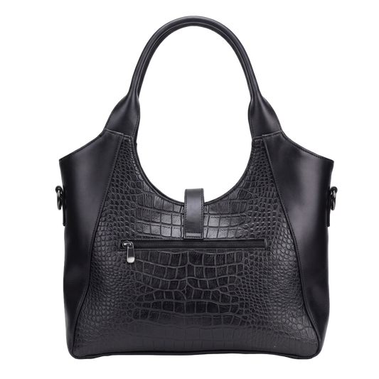 Midnight Onyx Croc-Embossed Heritage Tote