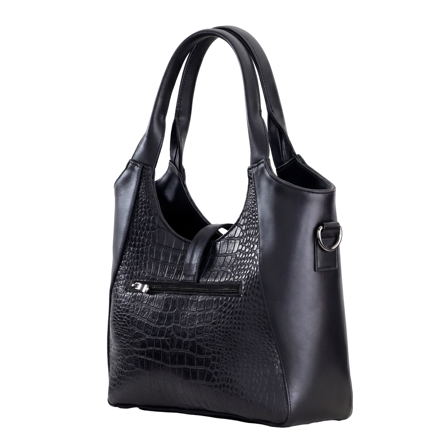 Midnight Onyx Croc-Embossed Heritage Tote