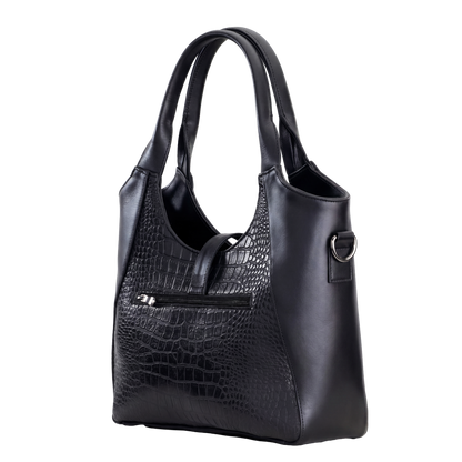 Midnight Onyx Croc-Embossed Heritage Tote
