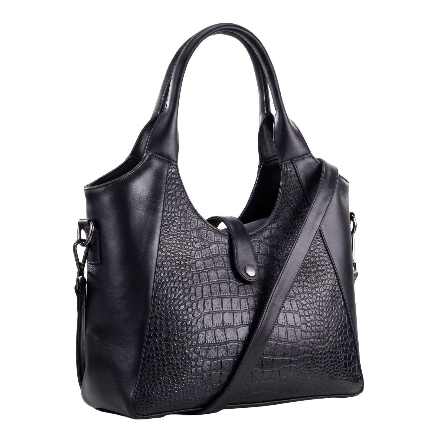 Midnight Onyx Croc-Embossed Heritage Tote