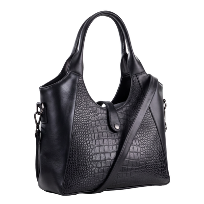 Midnight Onyx Croc-Embossed Heritage Tote