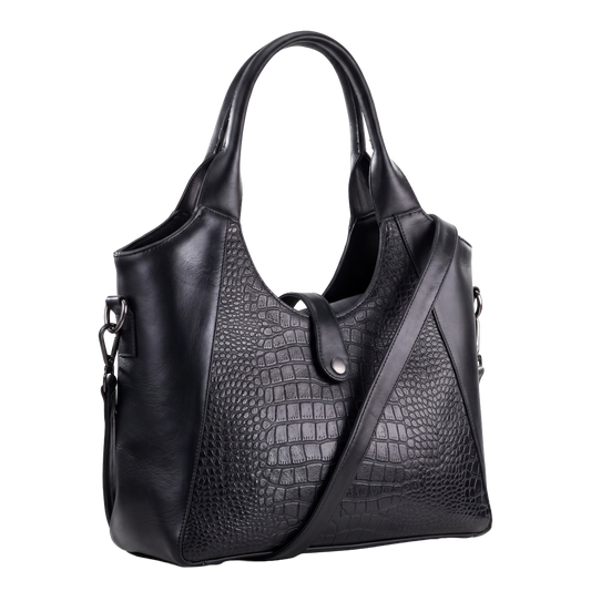 Midnight Onyx Croc-Embossed Heritage Tote