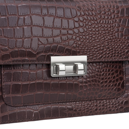 Mocha Croc-Embossed Heritage Satchel