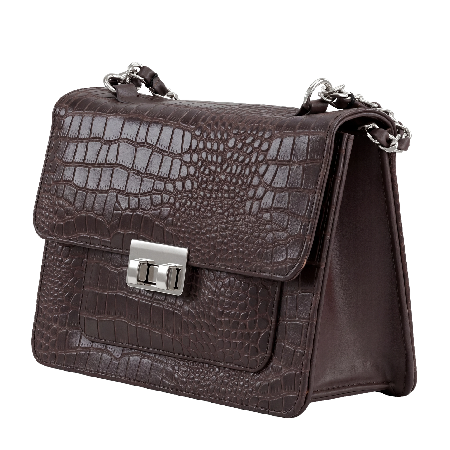Mocha Croc-Embossed Heritage Satchel