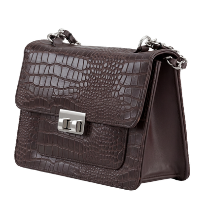 Mocha Croc-Embossed Heritage Satchel
