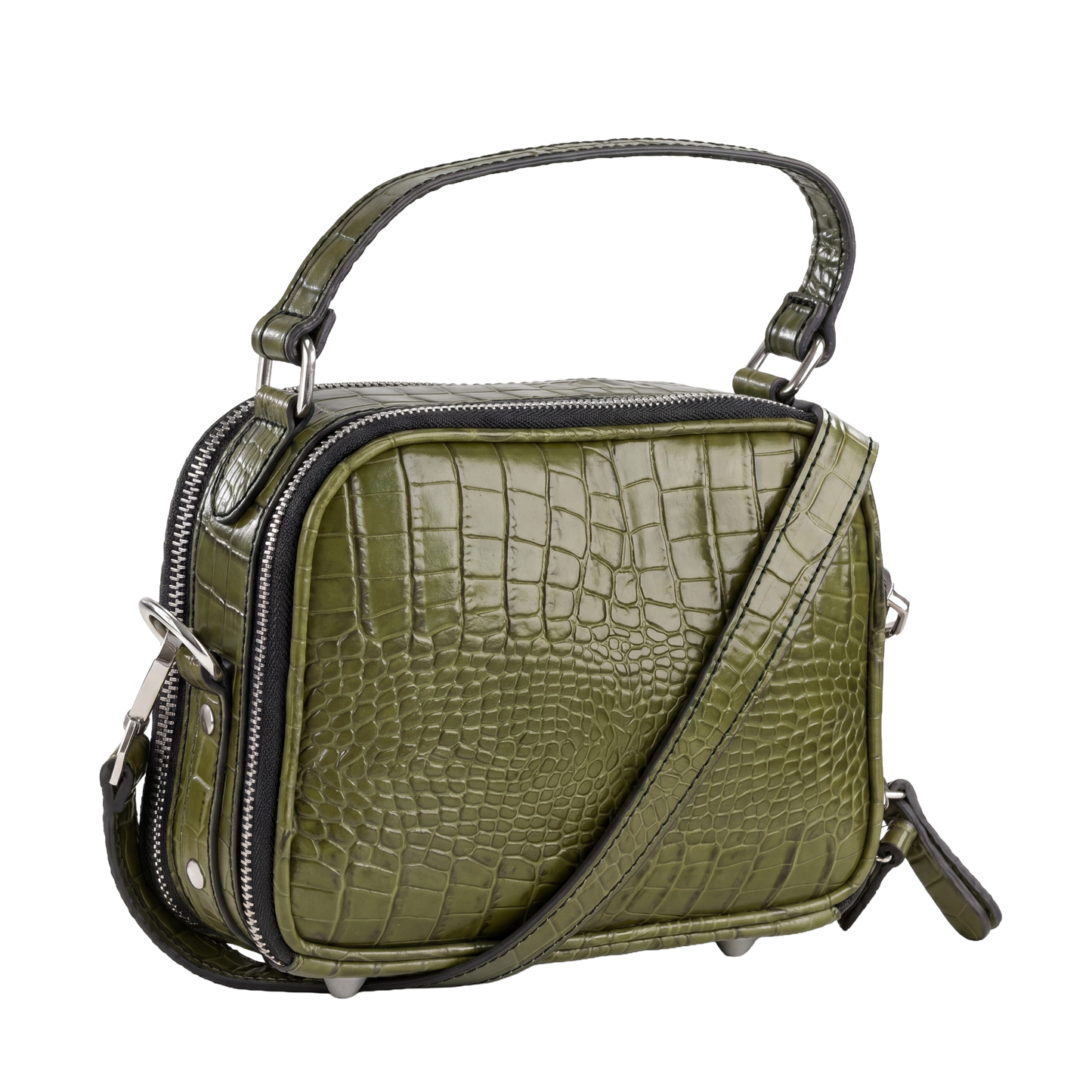 Welkin Premium Cocoa Croc-Embossed Crossbody