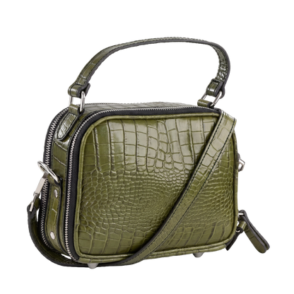 Welkin Premium Cocoa Croc-Embossed Crossbody