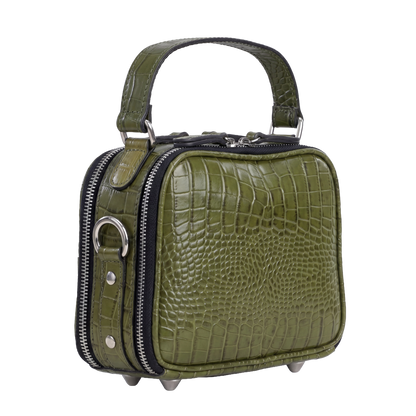 Welkin Premium Cocoa Croc-Embossed Crossbody