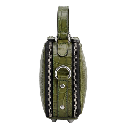 Welkin Premium Cocoa Croc-Embossed Crossbody