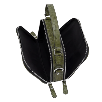 Welkin Premium Cocoa Croc-Embossed Crossbody