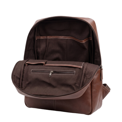 Premium Leather Backpack with Cowhide Accent – Vintage Style Travel & Everyday Bag