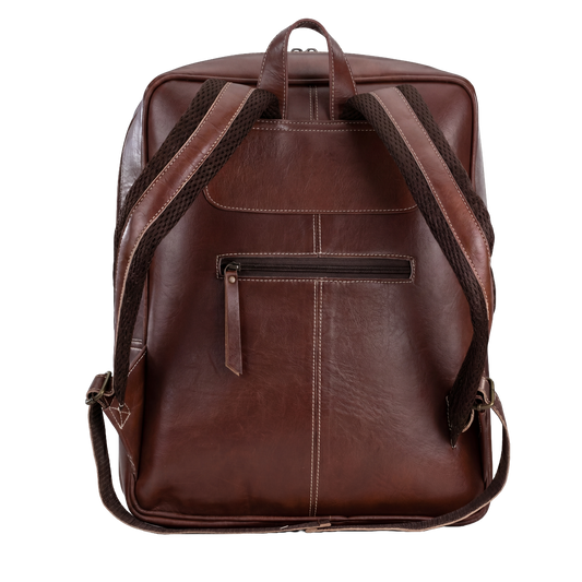 Premium Leather Backpack with Cowhide Accent – Vintage Style Travel & Everyday Bag