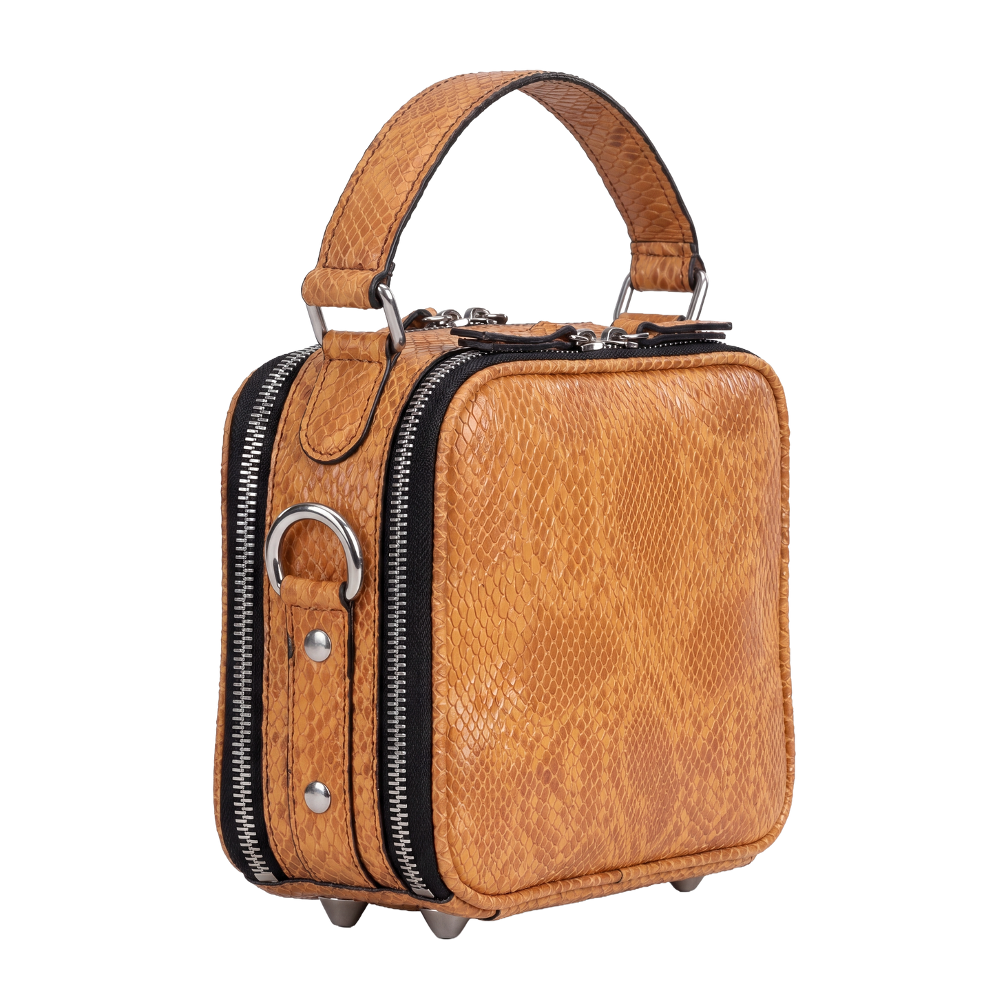 Premium Sienna Snakeskin Cube Crossbody