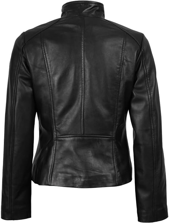 Women’s Asymmetrical Genuine Leather Jacket – Premium Real Sheepskin Moto Style Coat