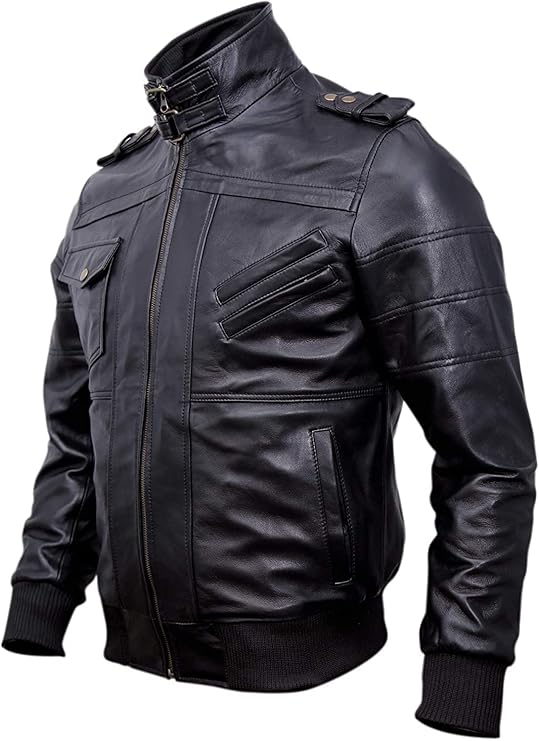 Men’s Genuine Lambskin Leather Hooded Bomber Jacket – Removable Hood, Quilted Lining & Multi-Pocket Design