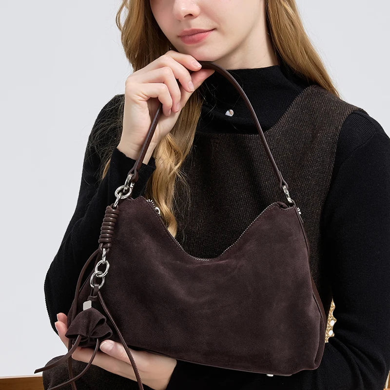 New Autumn and winter women's trendy designer bag women's natural suede bread fashionable and luxurious design armpit bag