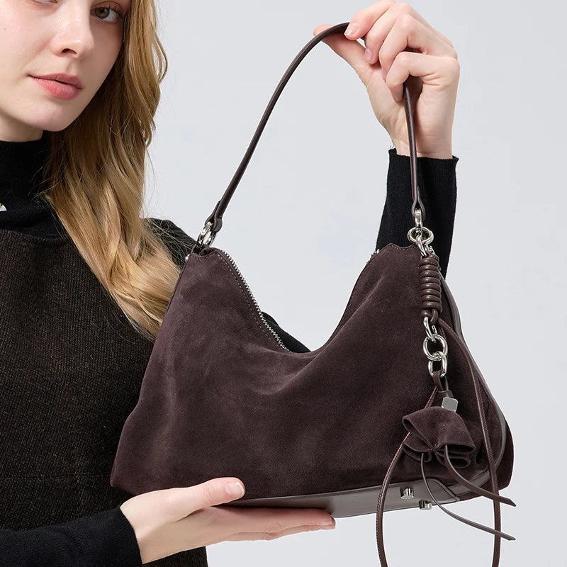 New Autumn and winter women's trendy designer bag women's natural suede bread fashionable and luxurious design armpit bag