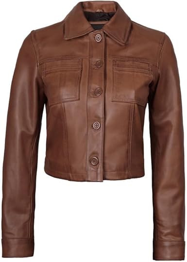 Women’s Cropped Lambskin Leather Jacket – Brown | Stylish & Everyday Fit