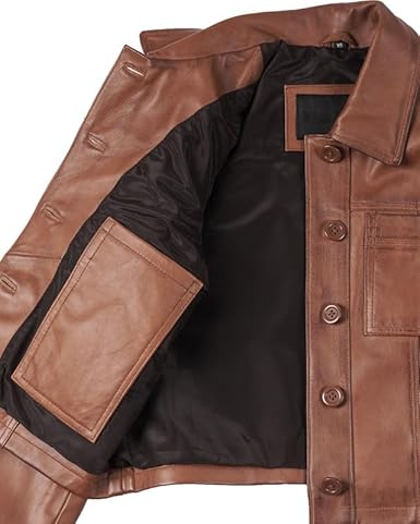 Women’s Cropped Lambskin Leather Jacket – Brown | Stylish & Everyday Fit