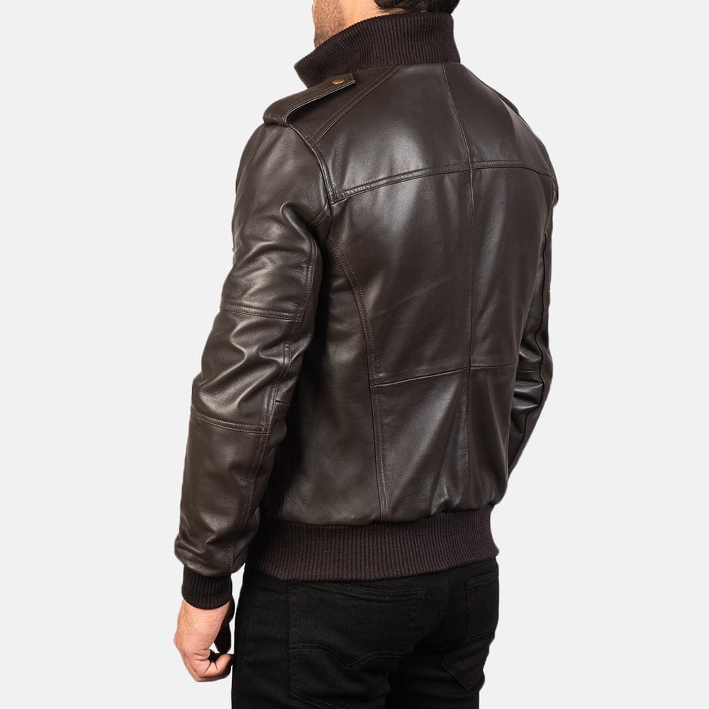 Welkin Leather “The Commander” Dark Chocolate Sheepskin Military Flight Bomber Jacket