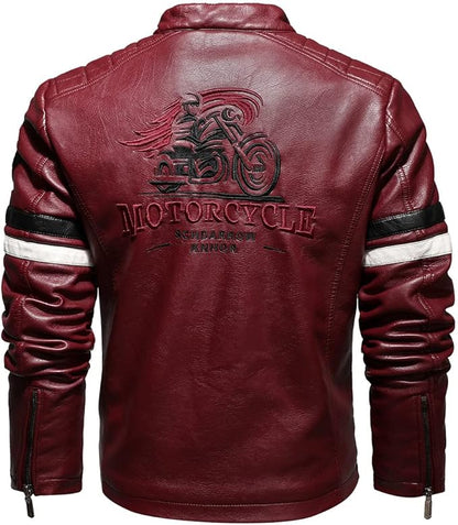 Men’s Sheepskin Leather Motorcycle Jacket – Zip-Up Biker Windbreaker Coat | Casual Sheepskin Leather Outwear