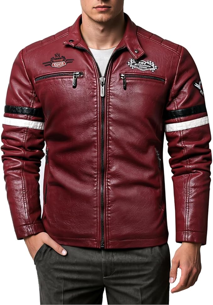 Men’s Sheepskin Leather Motorcycle Jacket – Zip-Up Biker Windbreaker Coat | Casual Sheepskin Leather Outwear