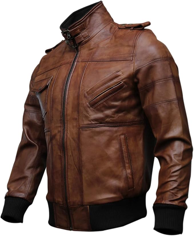 Men’s Genuine Lambskin Leather Hooded Bomber Jacket – Removable Hood, Quilted Lining & Multi-Pocket Design
